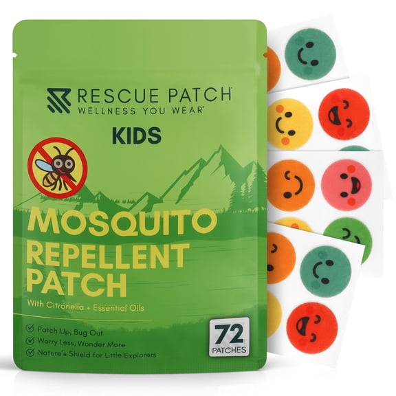 Rescue Patch Mosquito Repellent Patch for Kids Plant-Based Essential Oil Mosquito Stickers for Clothing, Outdoor Wearable Bug Repellent Patches, 72 Count
