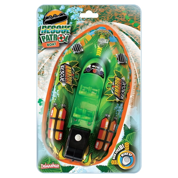 Rescue Patrol Boat – Amazon by Deluxebase. Wind-Up Jungle Bath Toy Boat for Kids' Water Play