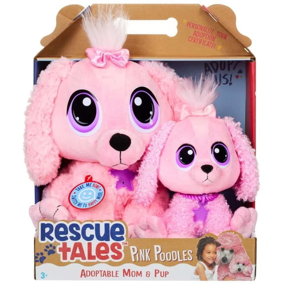Rescue Tales Adoptable Mom & Pup Pink Poodles Plush Figure 2-Pack