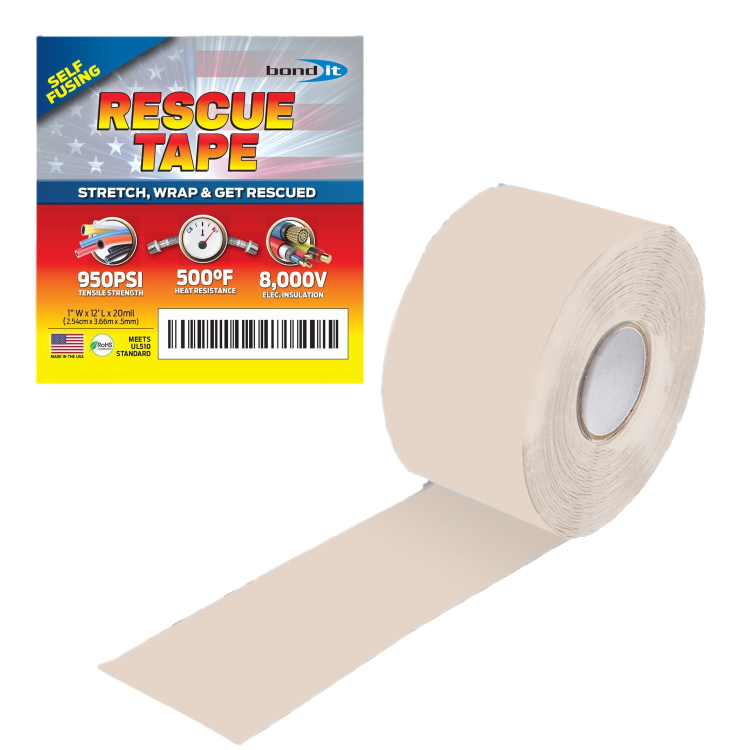 Bond It Rescue Tape Rescue Tape Black Self-Fusing Silicone Tape, Heavy ...