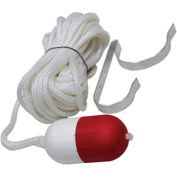 Rescue Throw Line with Float and Ring Buoy Holder  Polypropylene Rope with Foam Float, Aluminum Mounting Bracket for Ring Buoy Storage, Marine Safety Throw Rope for Boats