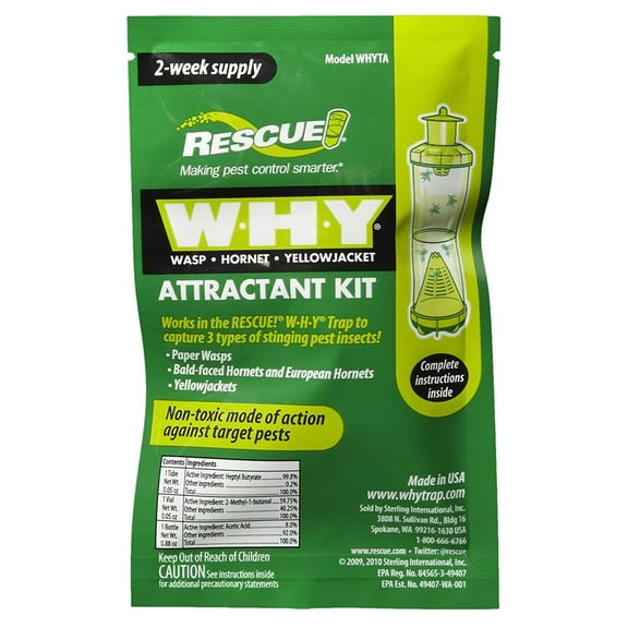 RESCUE! WHY Wasp Hornet Yellow Jacket Trap Attractant Refill - Outdoor Use - 24 Pack