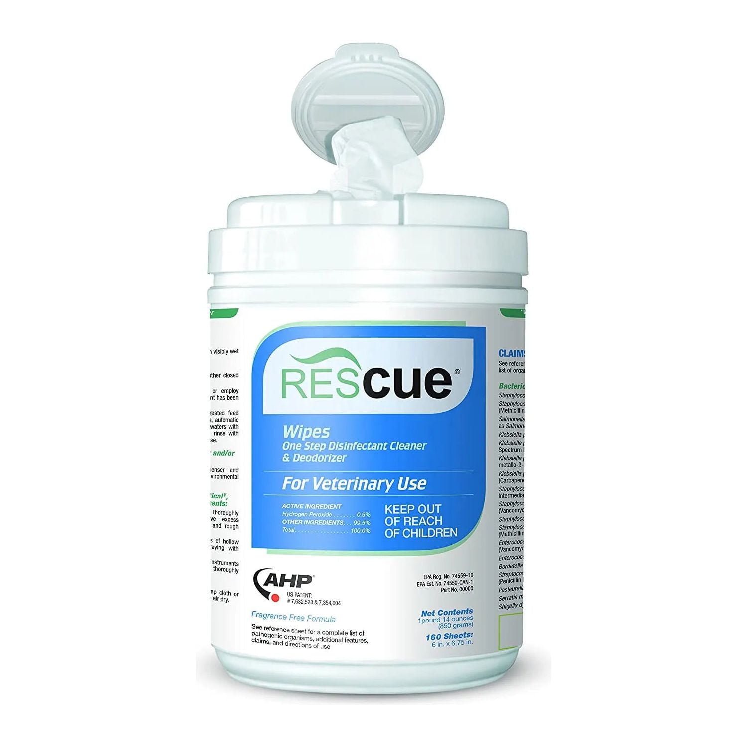 Rescue Disinfectant Wipes, 160 Count – One-Step Cleaner, Deodorizer & Broad-Spectrum Pathogen Killer