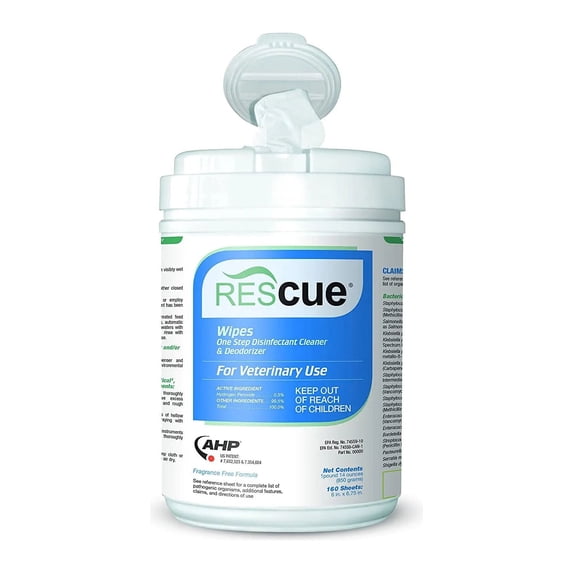 Rescue Disinfectant Wipes, 160 Count – One-Step Cleaner, Deodorizer & Broad-Spectrum Pathogen Killer