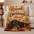 thumbnail image 1 of Rescued By Dachshund Heart Autumn Art, Festive Pet Portrait Pattern, Warm Flannel Blanket for Living Room and Reading Nook, Dog Lovers Christmas Gift, Pet Lover Home Decor, 1 of 9