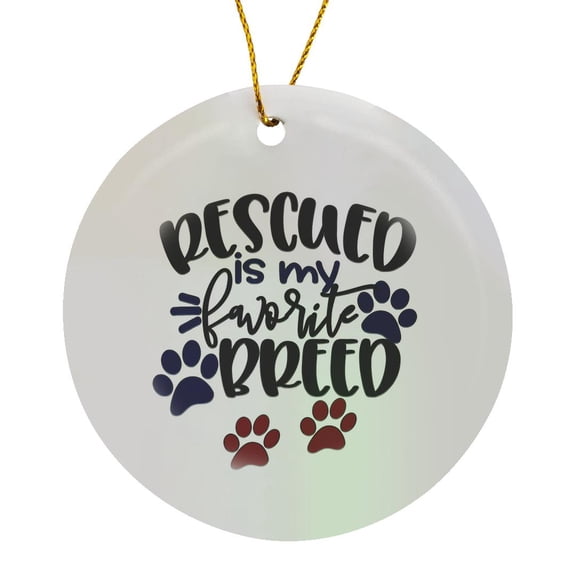 3drose, Rescued Is My Favorite Breed, Pet Adoption, Paws, Circle Porcelain Ornament