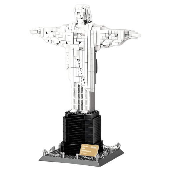 The Rescuer - Jesus Cross Building Blocks Figurine Set, Brazilian Rio de Janeiro Landmark Architecture Model, Religious & Educational Toy Collectibles Easter Gift for All Ages (973PCS)