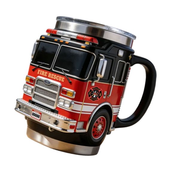 Rescuing Vehicle Shape Mug with Detailed Design Honoring Firefighters Service