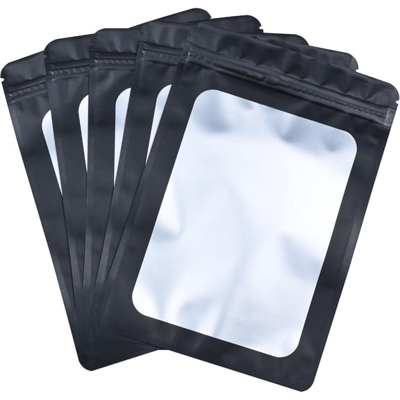 Resealable Mylar Pouch Pen Bags Great for Office Home Party Favor Food Storage Cookies Sample Jewelry Snack (100PCS, Black Color, 3 x 4.7 inch)