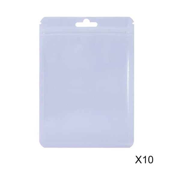 Resealable Stand Up Pouch with Hanging Hole Heat Sealable Zip Lock Bag for Storage Packaging 10 Pack Durable Material