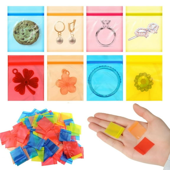 Resealable Ziplock Bags,400pcs Mini Plastic Seal Earrings Pouches,Colorful Mini Plastic Bags,Small Beads Storage Pouches for Travel,Home