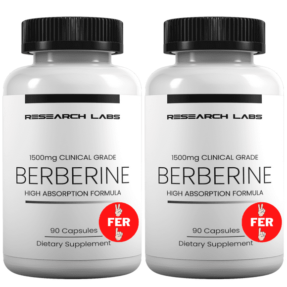 Research Labs 1500mg Clinical Grade Berberine High Absorption Formula & BerberQuilâ„¢ Support 180 Capsules- Blood Sugar Support Supplement