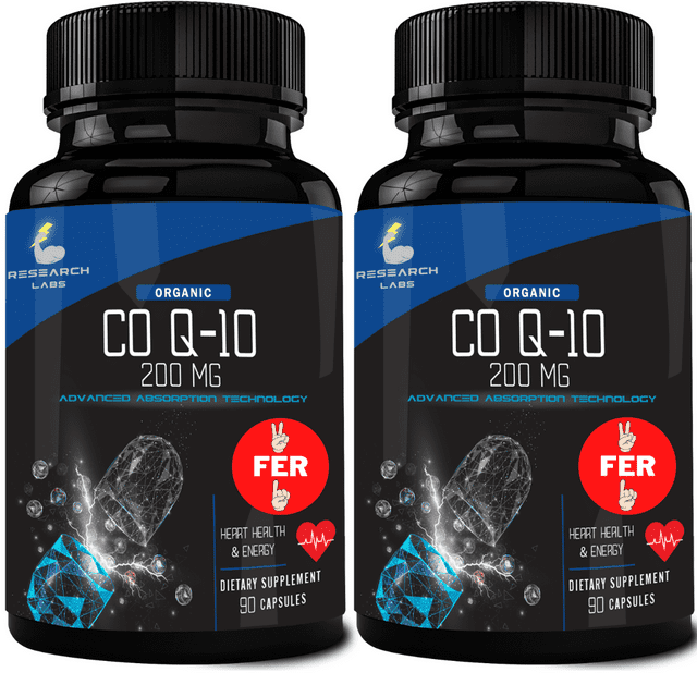 Best Budget Coq10 200mg With Black Pepper Extract Research Labs CoQ10 200mg Advanced Absorption w/Black Pepper Extract