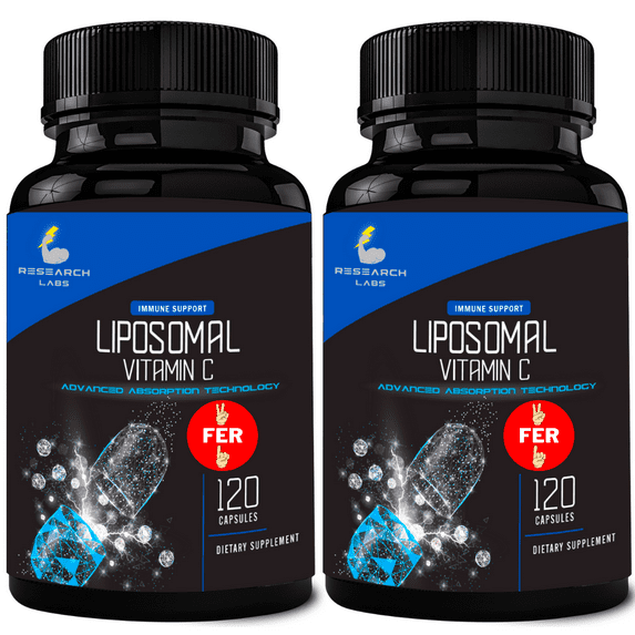 Research Labs Liposomal Vitamin C Supplement w/Enhanced Absorption LipoQuil-C™ | 2 Fer 1 ad 240 Capsules Total Immune Support Collagen Booster | High Dose Fat Soluble Vita C 1000mg Buffered | Non GMO