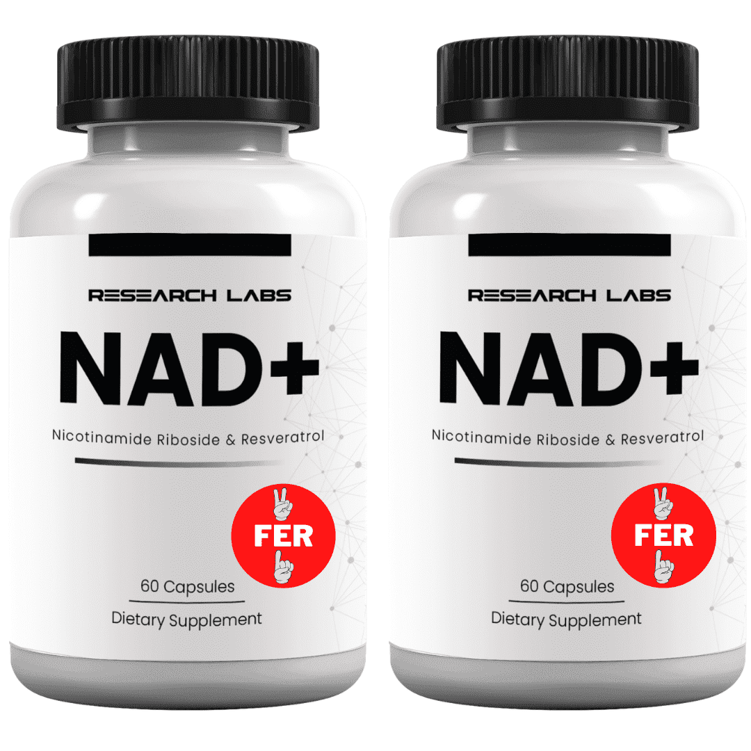 Research Labs NAD + Supplement. 2 for 1 Ad. Proprietary Formula w/ RiboYOUNG. Nicotinamide Riboside, Quercetin, Resveratrol, Betaine. True NAD supplement Anti Aging