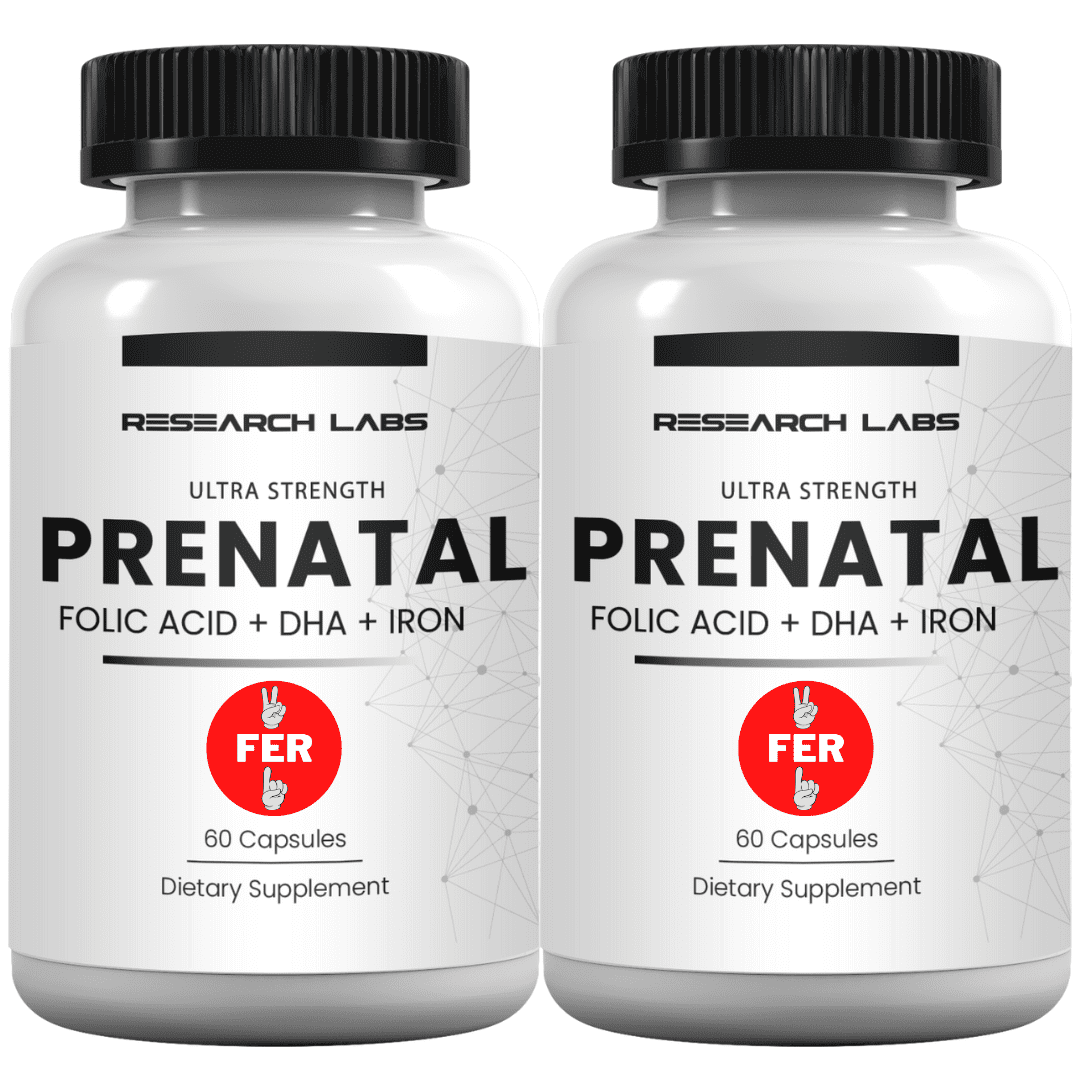 Research Labs Prenatal Vitamins for Women 2 Fer 1 Ad: 6X More Bioavailable Methylated Folate Folic Acid MTHF 5 | Supports Brain Development, Healthy Growth