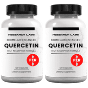 مختبرات الأبحاث Quercsalis Quercetin مع البروميلين، زجاجتان خاصتان، 240 كبسولة نباتية. تركيبة ذات امتصاص عالي. يدعم صحة القلب والأوعية الدموية، والمناعة، ومضاد التوهج، ومضاد الأكسدة