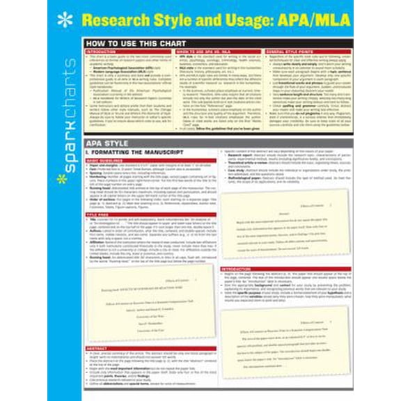 Pre-Owned Research Style &amp; Usage: APA/MLA SparkCharts (SparkCharts, 59), 9781411470774, 141147077X, Paperback, Lam Crds edition