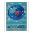 thumbnail image 1 of Reseau Aérien Mondial (Global Air Network) - France - Vintage Airline Travel Poster by Plaquet c.1948 - Fine Art Matte Paper Print (Unframed) 11x14in, 1 of 4