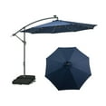 thumbnail image 1 of Resenkos 10 Feet Cantilever Umbrella with 32 LED Lights and Solar Panel Batteries-Navy, Patio Offset Umbrella with Easy Tilt Adjustment, Outdoor Hanging Umbrella, Sunshade Umbrella Canopy, 1 of 6