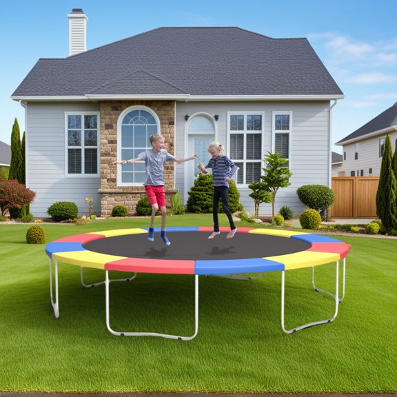 Resenkos 10 Feet Universal Spring Cover Trampoline Replacement Safety Pad-Multicolor