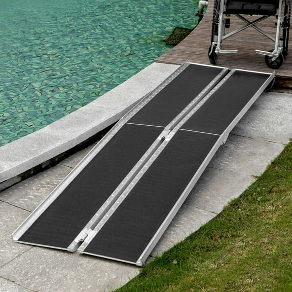 Resenkos 10' Skidproof Portable Wheelchair Ramp For Home, Steps, Doorways, Carpeted Foldable Handicap Ramp, Threshold Ramp