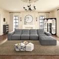 thumbnail image 1 of Resenkos 104" L-Shaped Cloud Sectional Couch, Left Chaise Configuration with Plush Corduroy Fabric, No Assembly, Black, 1 of 7