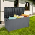 thumbnail image 1 of Resenkos 113gal 430L Large Deck Box, Outdoor Storage Box for Patio Furniture,Garden,Cushions Toys Lockable Seat Waterproof,Gray, 1 of 11