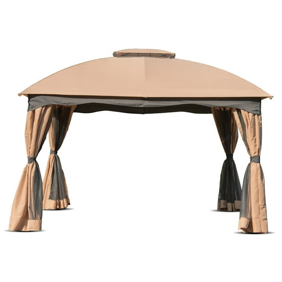 Resenkos 12ft x 10ft Brown Double Vented Patio Outdoor Canopy Waterproof