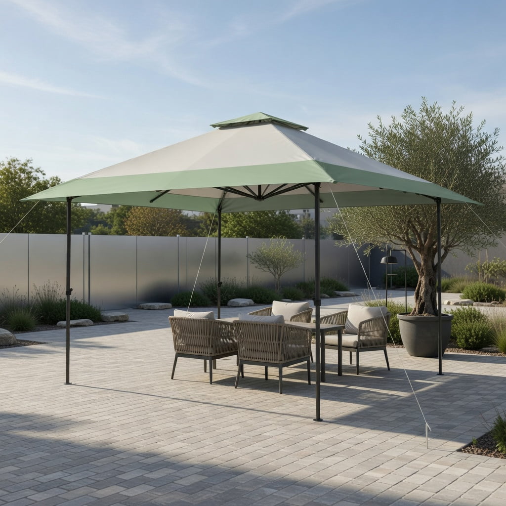 Resenkos 13 x 13 Feet Pop-Up Patio Canopy Tent with Shelter and Wheeled Bag-Gray, Outdoor Gazebo Wedding Party Tent Canopy Tent for Outside Party Waterproof Tent