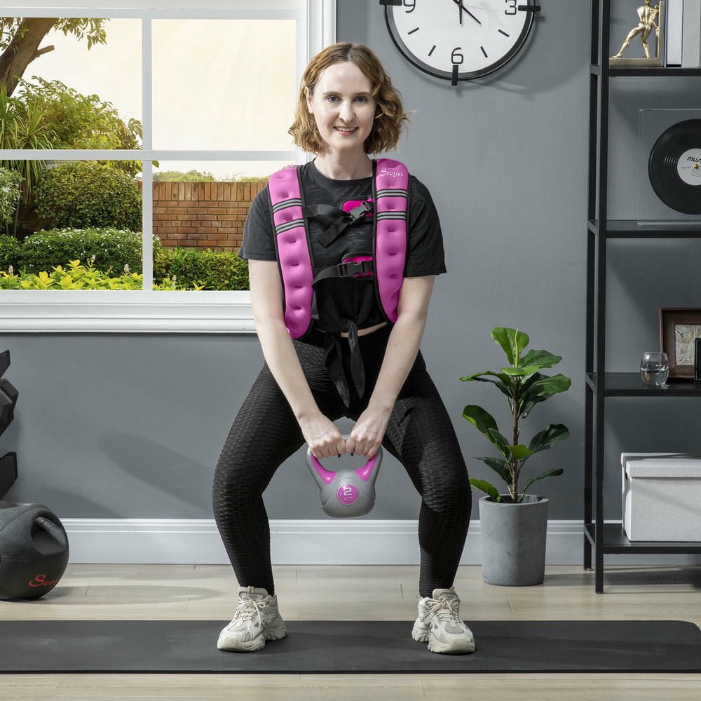 Resenkos 17.6 lbs. Body Weighted Vest with Pocket, Soft Skin-Friendly Fabric, Adjustable Running Gear, Pink