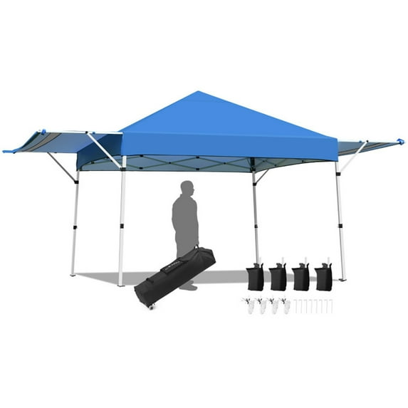 Resenkos 17 Feet x 10 Feet Foldable Pop Up Canopy with Adjustable Instant Sun Shelter-Blue, Outdoor Gazebo Wedding Party Tent Canopy Tent for Outside Party Waterproof Tent