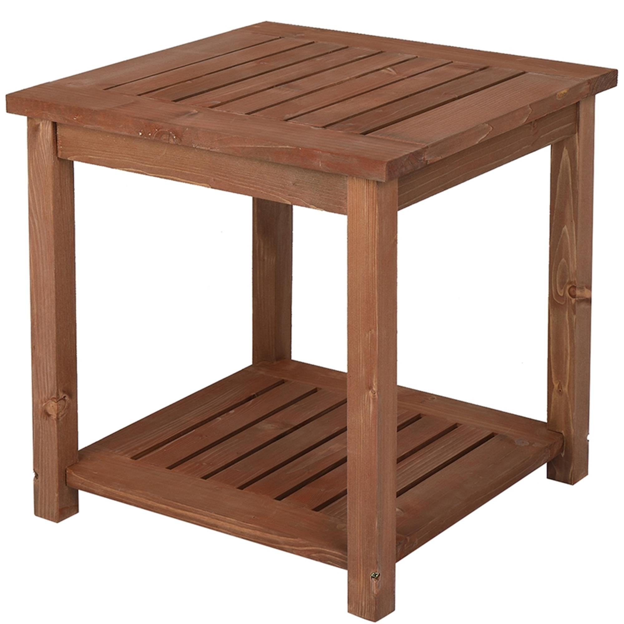 Resenkos 18" Outdoor Patio Wood Square Side Table for Deck, Garden, Porch, Pool, Natural Resenkos 18" Outdoor Patio Wood Square Side Table for Deck, Garden, Porch, Pool, Natural