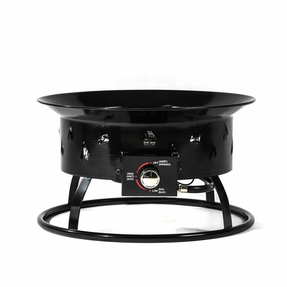 Resenkos 19-inch Round 50,000 BTU Steel Propane Fire Pit for Patio and Backyard - Black