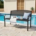 thumbnail image 1 of Resenkos 2-3 Person Patio Garden Bench for Backyard, Lawn, Deck, High Backrest Heavy Duty Metal Outdoor Bench, Black, 1 of 8