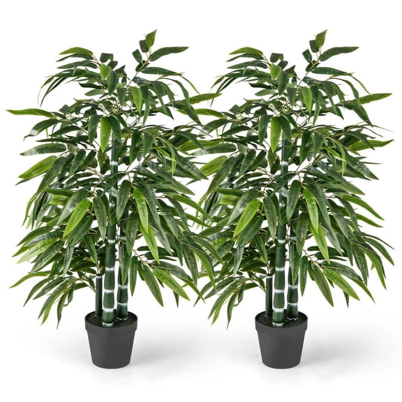 Resenkos 2-Pack Artificial Bamboo Tree, 3 Polyethylene Trunks for Indoor & Outdoor, Green