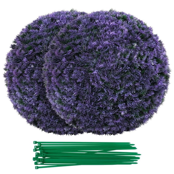 Resenkos Set of 2 Artificial Purple Boxwood Topiary Balls for Indoor and Outdoor - Purple