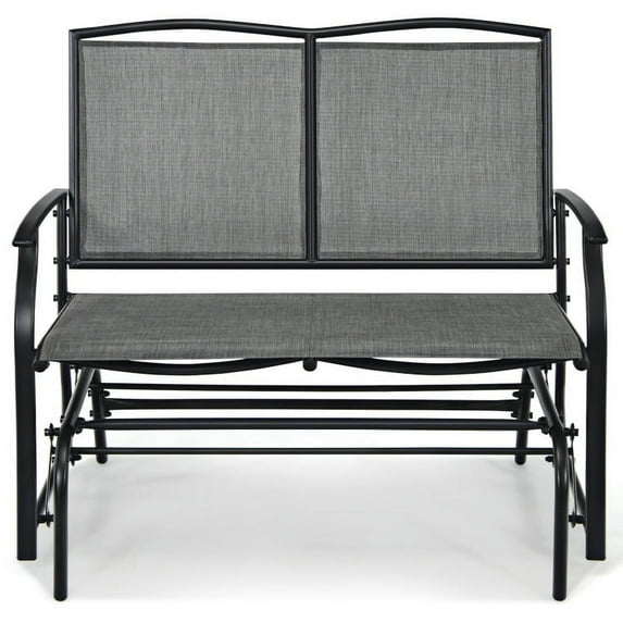 Resenkos 2 Person Iron Patio Rocking Chair for Outdoor Backyard and Lawn-Gray, Lounge Chair Outdoor with Weather Resistant Steel Frame for Porch Garden Outside, Gray
