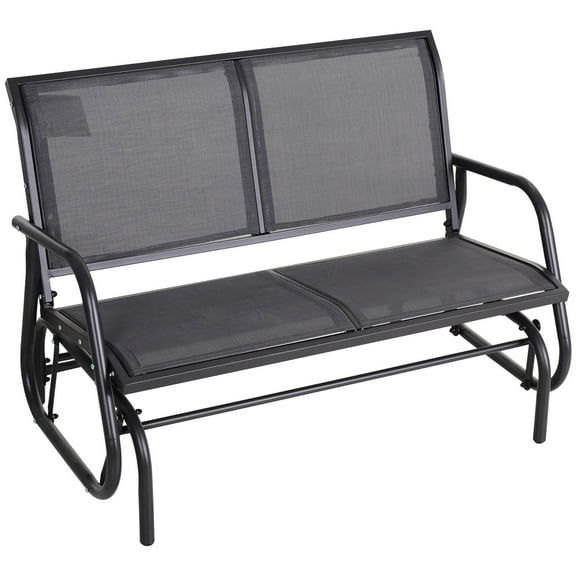 Resenkos 2-Person Outdoor Glider Bench Patio Swing Loveseat, Steel Frame, Backyard, Garden Porch, Relaxing Seat,Grey