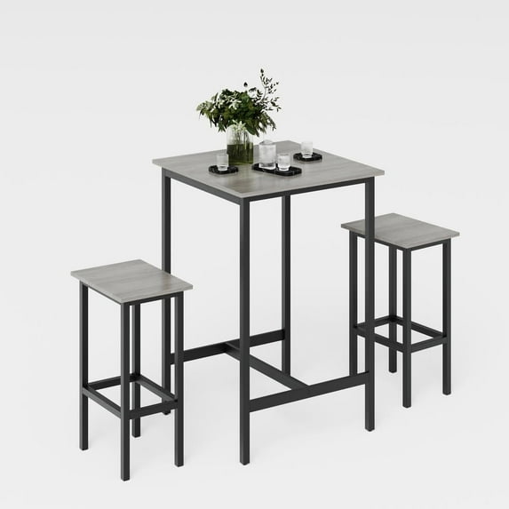 Resenkos 2-Piece Bar Table Set, 35.5-Inch Counter Height Table with 2 Grey Stools for Kitchen & Dining