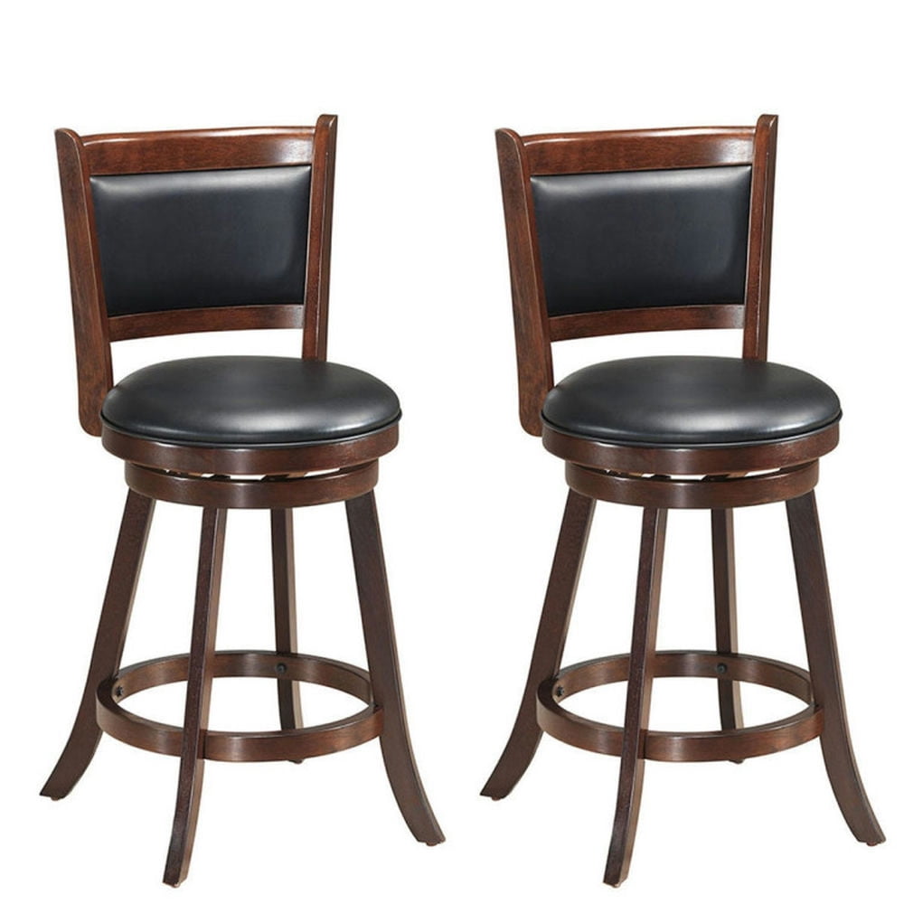 Resenkos 2 Pieces 24 Inch Swivel Counter Stool Dining Chair Upholstered Seat-Brown, Bar Height Stools, Bar Stools for Kitchen Island for Kitchen, Dining Room