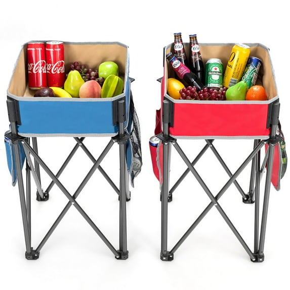 Resenkos 2 Pieces Folding Camping Tables with Large Capacity Storage Sink for Picnic,Folding Dining Table for Patio Pool Park Outdoor