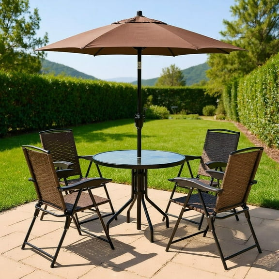 Resenkos 2 Pieces Folding Sling Chairs with Steel Armrests and Adjustable Back for Patio, Outdoor Dining Chair for Outside Patio, All Weather, Porch, Garden, Poolside