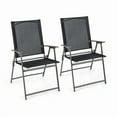 thumbnail image 1 of Resenkos 2 Pieces Patio Folding Chairs with Armrests for Deck Garden Yard-Black & Gray, Outdoor Dining Chair for Outside Patio, All Weather, Porch, Garden, Poolside, 1 of 6