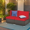 thumbnail image 1 of Resenkos 2 Pieces Patio Rattan Armless Sofa Set with 2 Cushions and 2 Pillows-Red, Patio Seating Conversation Set, Modern Patio Sofa Sectional All Weather Proof for Patio Back Deck, 1 of 9
