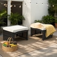 thumbnail image 1 of Resenkos 2 Pieces Patio Rattan Ottomans with Soft Cushion for Patio and Garden-White, All Weather Wicker Ottoman, Outdoor Patio Ottomans, 1 of 8