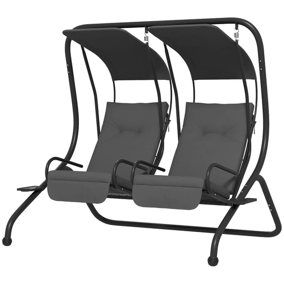 Resenkos 2-Seater Swing With Canopy, Patio Garden Swing, Poolside Relaxation, Backyard Seating, Gray