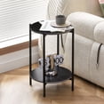 thumbnail image 1 of Resenkos 2-shelf Faux Marble Tabletop End Table with Black Metal Frame, Round Accent Table for Sofa Side, Living Room, 1 of 9