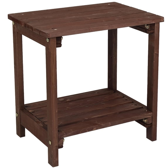 EDOEMSE 20 x 14" Outdoor Patio Wood Rectangular Side Table with Storage for Deck, Garden, Natural