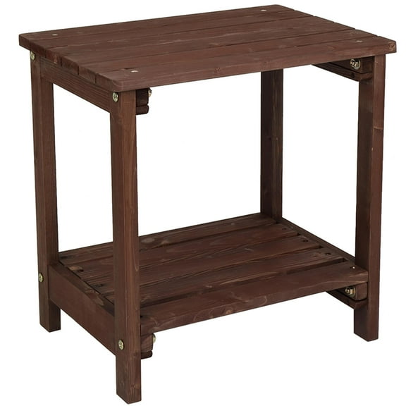 EDOEMSE 20x14 Inch Outdoor Side Table with Extra Storage for Patio, Garden, Porch - Brown